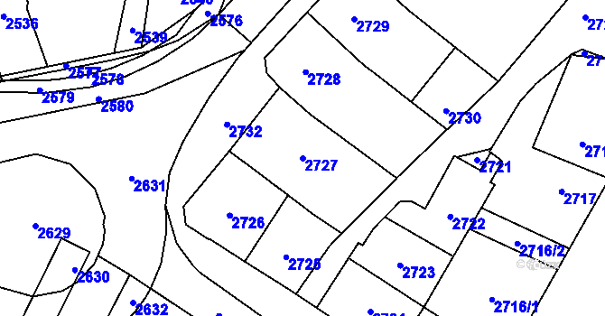 Parcela st. 2727 v KÚ Vsetín, Katastrální mapa
