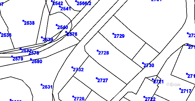 Parcela st. 2728 v KÚ Vsetín, Katastrální mapa