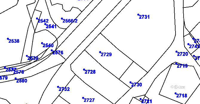 Parcela st. 2729 v KÚ Vsetín, Katastrální mapa