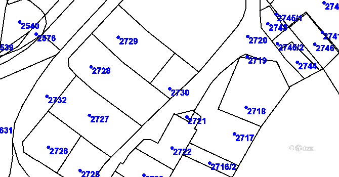 Parcela st. 2730 v KÚ Vsetín, Katastrální mapa