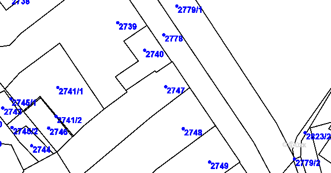 Parcela st. 2747 v KÚ Vsetín, Katastrální mapa
