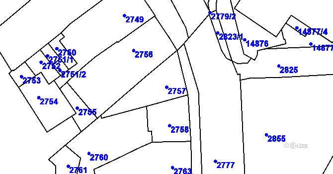 Parcela st. 2757 v KÚ Vsetín, Katastrální mapa