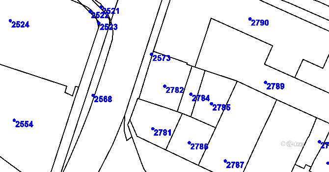 Parcela st. 2782 v KÚ Vsetín, Katastrální mapa
