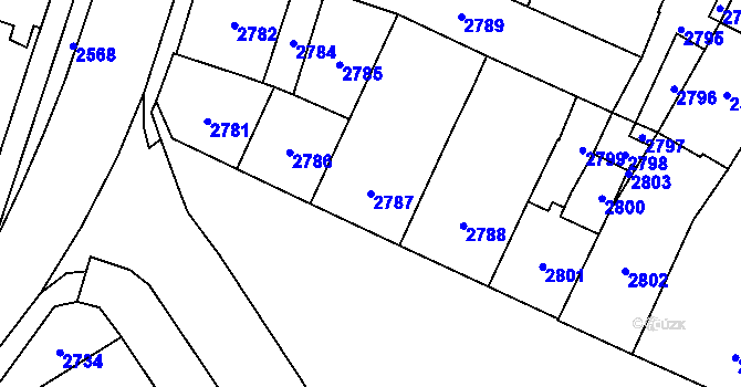 Parcela st. 2787 v KÚ Vsetín, Katastrální mapa