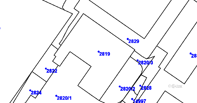 Parcela st. 2819 v KÚ Vsetín, Katastrální mapa