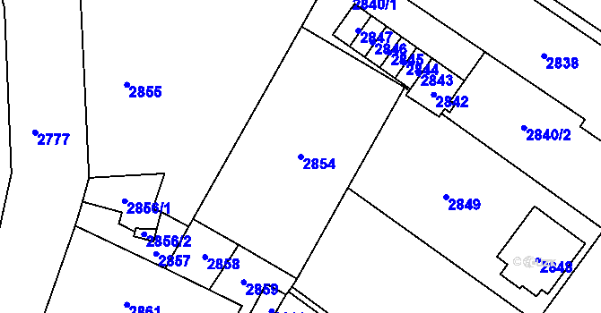 Parcela st. 2854 v KÚ Vsetín, Katastrální mapa