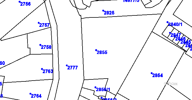 Parcela st. 2855 v KÚ Vsetín, Katastrální mapa