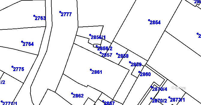 Parcela st. 2857 v KÚ Vsetín, Katastrální mapa