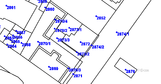 Parcela st. 2872 v KÚ Vsetín, Katastrální mapa