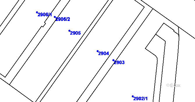 Parcela st. 2904 v KÚ Vsetín, Katastrální mapa