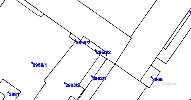 Parcela st. 2960/2 v KÚ Vsetín, Katastrální mapa