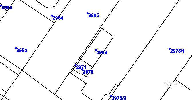 Parcela st. 2969 v KÚ Vsetín, Katastrální mapa
