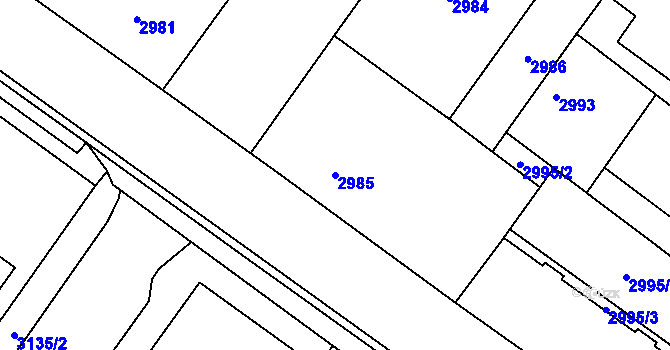 Parcela st. 2985 v KÚ Vsetín, Katastrální mapa