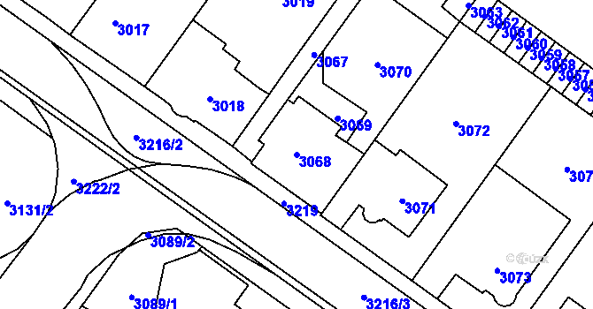 Parcela st. 3068 v KÚ Vsetín, Katastrální mapa