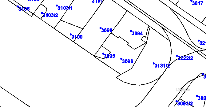 Parcela st. 3095 v KÚ Vsetín, Katastrální mapa
