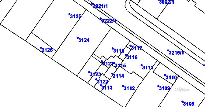 Parcela st. 3120 v KÚ Vsetín, Katastrální mapa