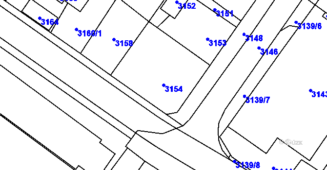 Parcela st. 3154 v KÚ Vsetín, Katastrální mapa