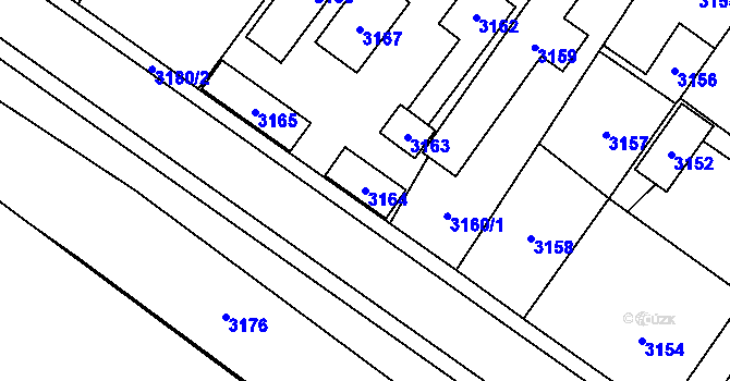 Parcela st. 3164 v KÚ Vsetín, Katastrální mapa