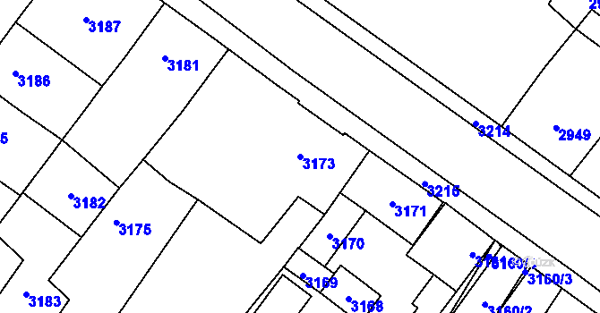 Parcela st. 3173 v KÚ Vsetín, Katastrální mapa