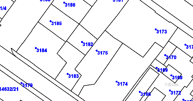 Parcela st. 3175 v KÚ Vsetín, Katastrální mapa