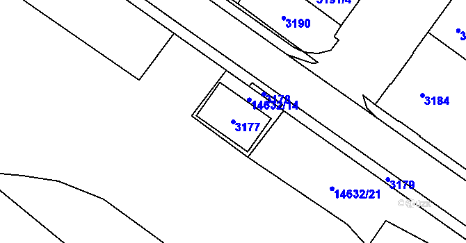Parcela st. 3177 v KÚ Vsetín, Katastrální mapa