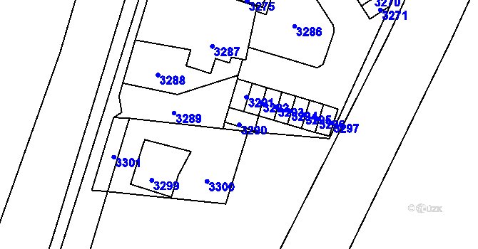 Parcela st. 3290 v KÚ Vsetín, Katastrální mapa
