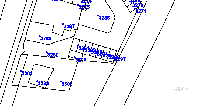 Parcela st. 3295 v KÚ Vsetín, Katastrální mapa