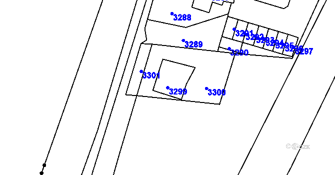 Parcela st. 3299 v KÚ Vsetín, Katastrální mapa