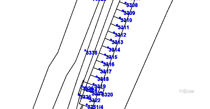 Parcela st. 3315 v KÚ Vsetín, Katastrální mapa