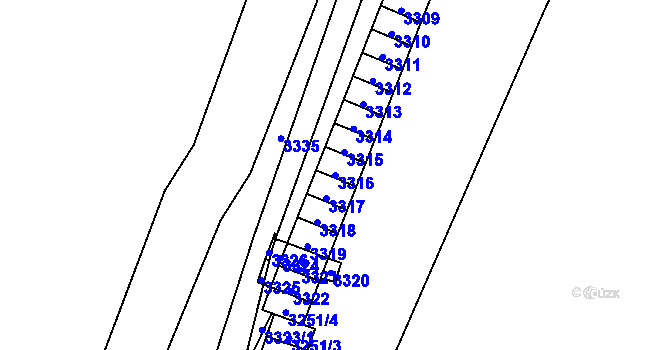 Parcela st. 3316 v KÚ Vsetín, Katastrální mapa