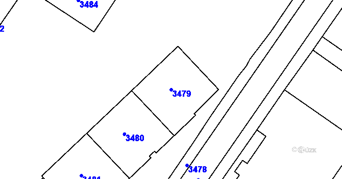Parcela st. 3479 v KÚ Vsetín, Katastrální mapa