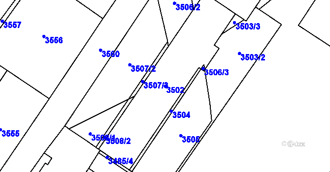 Parcela st. 3502 v KÚ Vsetín, Katastrální mapa