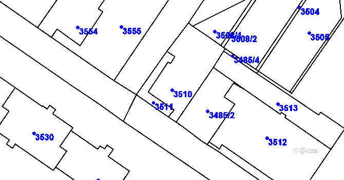 Parcela st. 3510 v KÚ Vsetín, Katastrální mapa