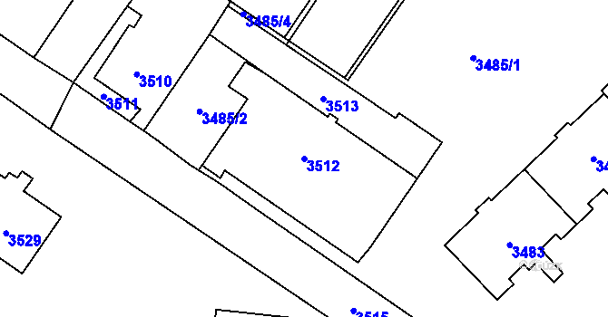 Parcela st. 3512 v KÚ Vsetín, Katastrální mapa