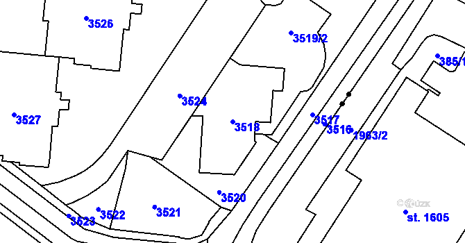 Parcela st. 3518 v KÚ Vsetín, Katastrální mapa