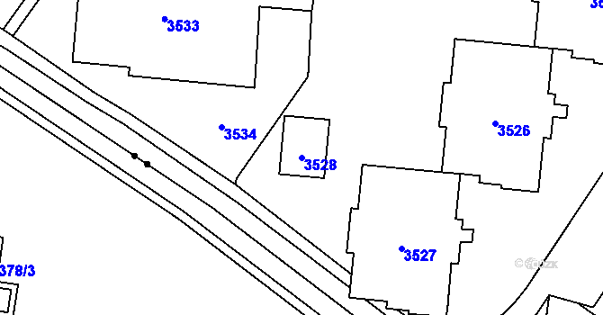Parcela st. 3528 v KÚ Vsetín, Katastrální mapa