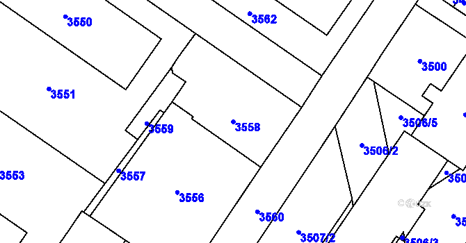 Parcela st. 3558 v KÚ Vsetín, Katastrální mapa