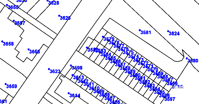 Parcela st. 3584 v KÚ Vsetín, Katastrální mapa