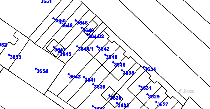 Parcela st. 3640 v KÚ Vsetín, Katastrální mapa