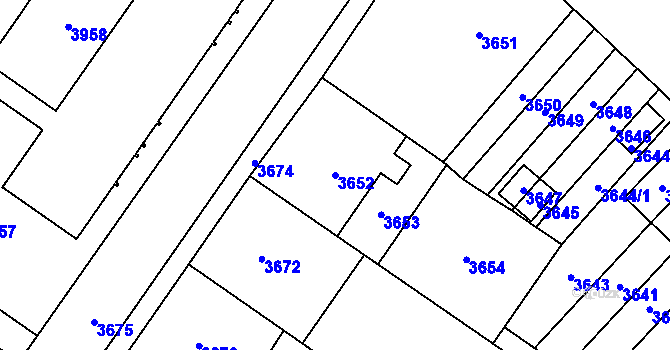 Parcela st. 3652 v KÚ Vsetín, Katastrální mapa