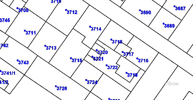 Parcela st. 3720 v KÚ Vsetín, Katastrální mapa