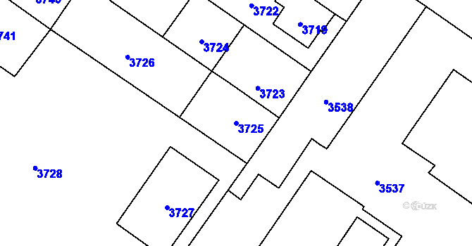 Parcela st. 3725 v KÚ Vsetín, Katastrální mapa