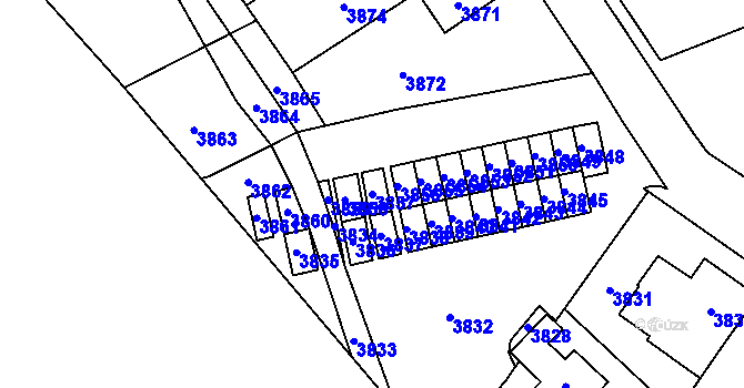 Parcela st. 3857 v KÚ Vsetín, Katastrální mapa