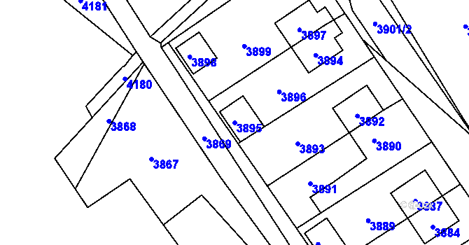 Parcela st. 3895 v KÚ Vsetín, Katastrální mapa