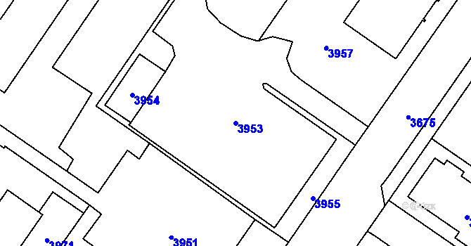 Parcela st. 3953 v KÚ Vsetín, Katastrální mapa