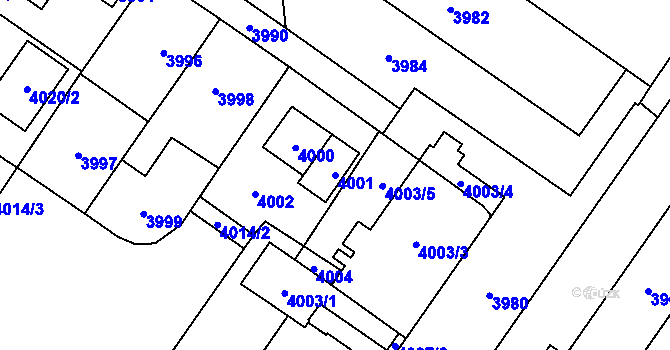 Parcela st. 4001 v KÚ Vsetín, Katastrální mapa