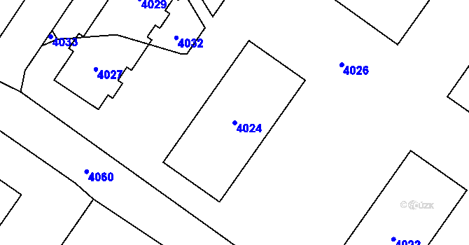 Parcela st. 4024 v KÚ Vsetín, Katastrální mapa