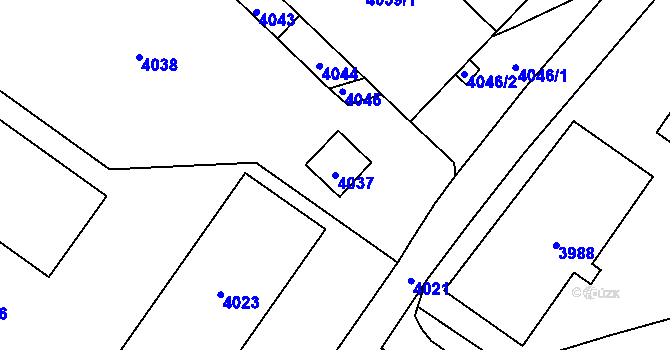 Parcela st. 4037 v KÚ Vsetín, Katastrální mapa
