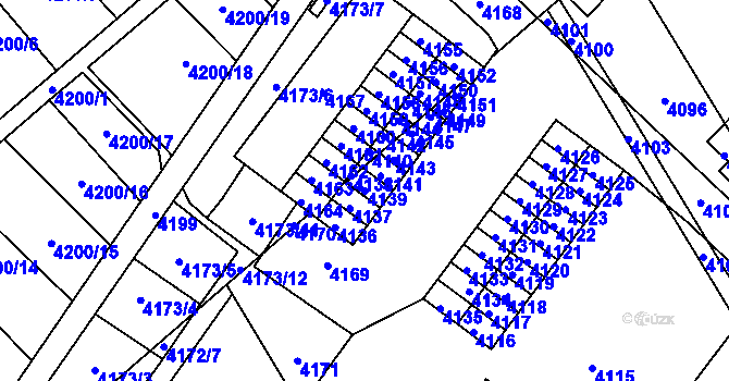 Parcela st. 4139 v KÚ Vsetín, Katastrální mapa