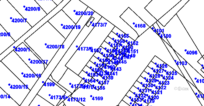 Parcela st. 4159 v KÚ Vsetín, Katastrální mapa